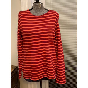 Women's Saint James Long Sleeve Tee, Size 8, Red & Orange Striped